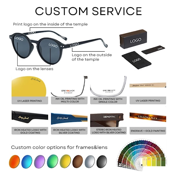 2024 Tyylikkäät pyöreät retro klassiset monityyliset UV 400 polarisoidut tukkuhinnat Aurinkolasit miehille ja naisille mukautettu logo C27-ORANGE/GREY Polarized HD Shades