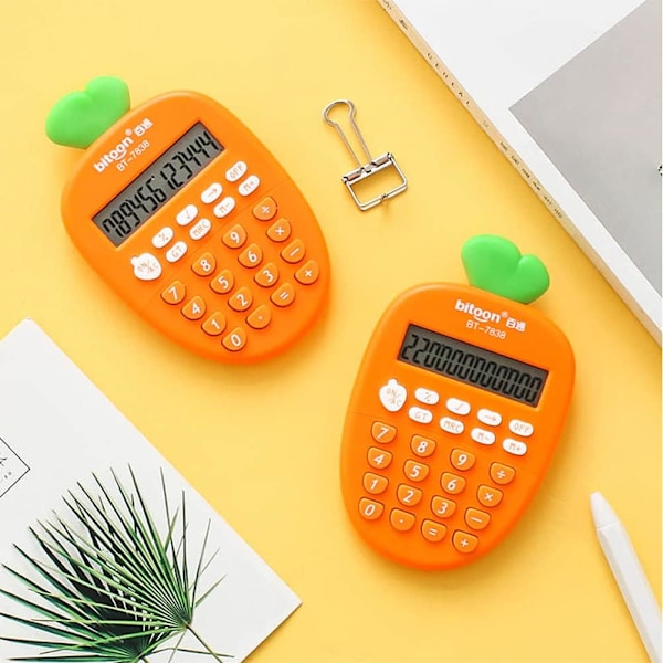 Pöytälaskin 12 numeroa, Kawaii Mini-laskin söpö porkkana Kannettava pieni peruslaskin opiskelijoille kotiin ja toimistoon