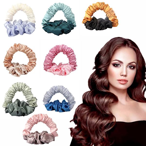Värmefri hårcurler mjukt sovband scrunchie för långt hår Champagne Gold