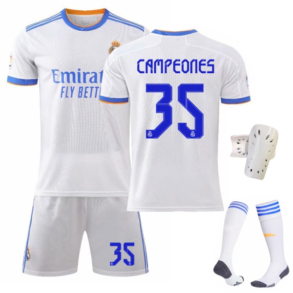 21-22 Ny Real Madrid hjemme nr. 7 Hazard nr. 9 Benzema nr. 10 Modric trøje fodbold uniformsæt Size 7 with socks 26#