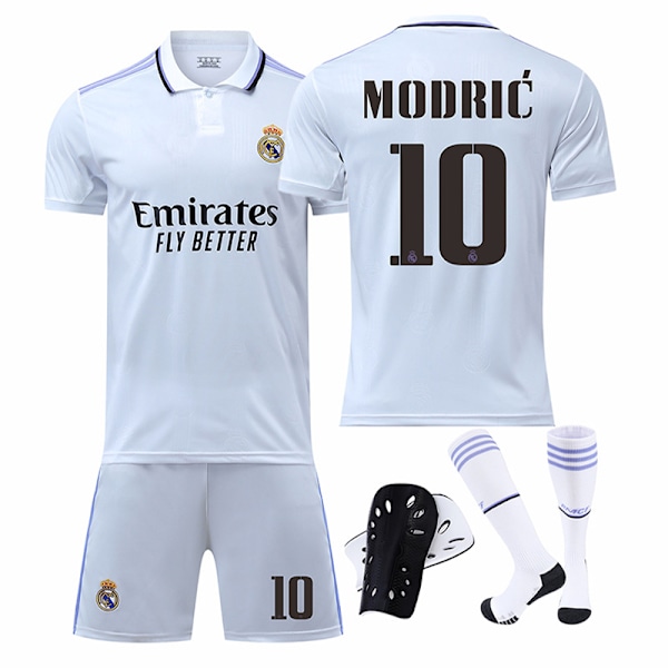 Ny 22-23 Real Madrid fodboldtrøje mænds nr. 10 Modric nr. 9 Benzema trøje børns trænings- og konkurrenceuniformer New size 11 + no socks 28 size children