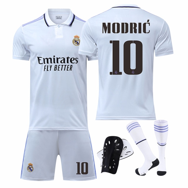 Ny Real Madrid fotballdrakt 22-23 for menn, nr. 10 Modric, nr. 9 Benzema, trenings- og kampdrakter for barn New size 11 + no socks 24 yards for children