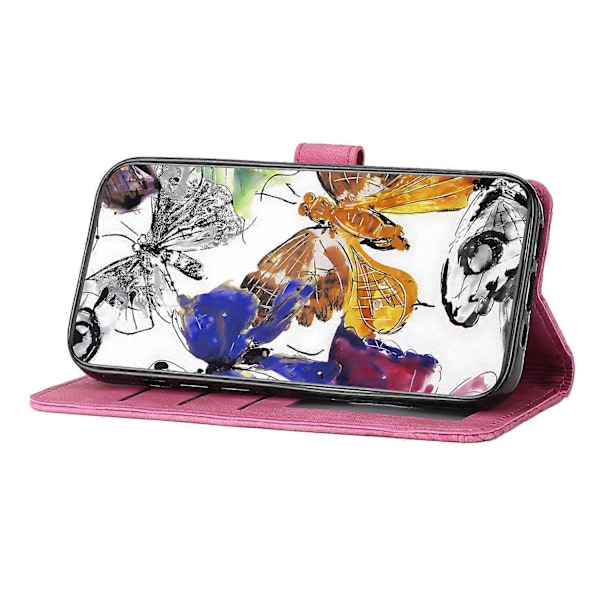 Skin-touch Butterfly Pattern PU Læderetui med Stativ og Pengepungfunktion til Motorola Moto G7 Power Multifarvet Multicolor Style B