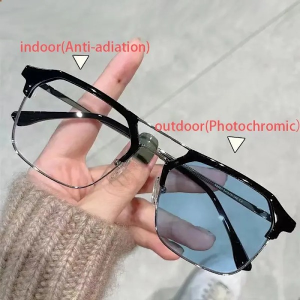 Unisex-polarisoidut aurinkolasit, tyylikkäät aurinkolasit miehille ja naisille, peililinssi, moniväriset vaihtoehdot Frosted Black, Gray Lenses KB8-Photochromic glasses