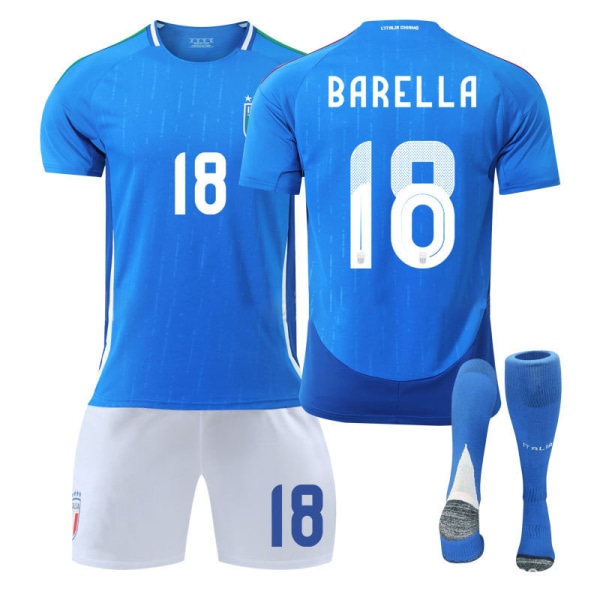 Europacup Italien tröja 2024 hemma Chiesa träningsdräkt för vuxna för barn herr- och damfotbollsdräkter Italy Home No. 18 + Socks 20