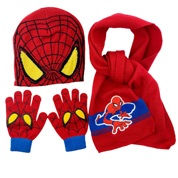 Spider-Man strikket lue & skjerf & hansker sett utendørs Orange Spider-Man