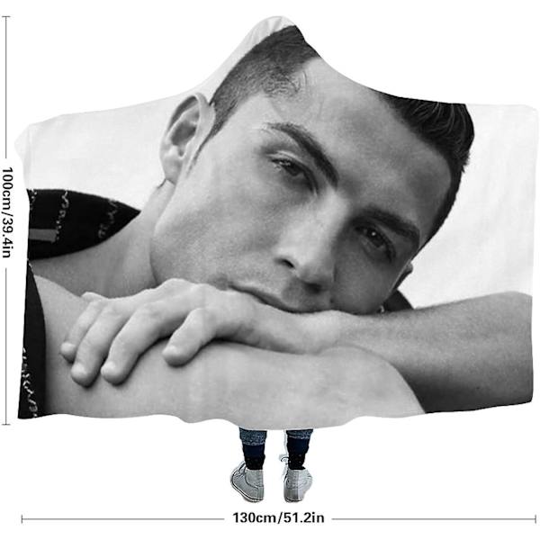 Cristiano Ronaldo filt med huva Mysig varm supermjuk bärbar filt Nyhetscape kappa Lämplig för att titta på TV på sängen eller soffan Barn Vuxna B 80x60in 200x150cm