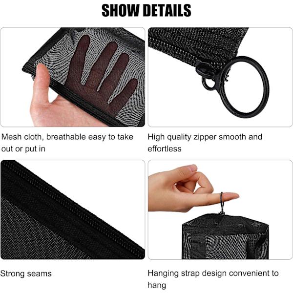 Mesh Kosmetikpose 3 Dele Rejse Toilettaske med Lynlås Makeup Organizer Tasker til Mænd og Kvinder (Sort)