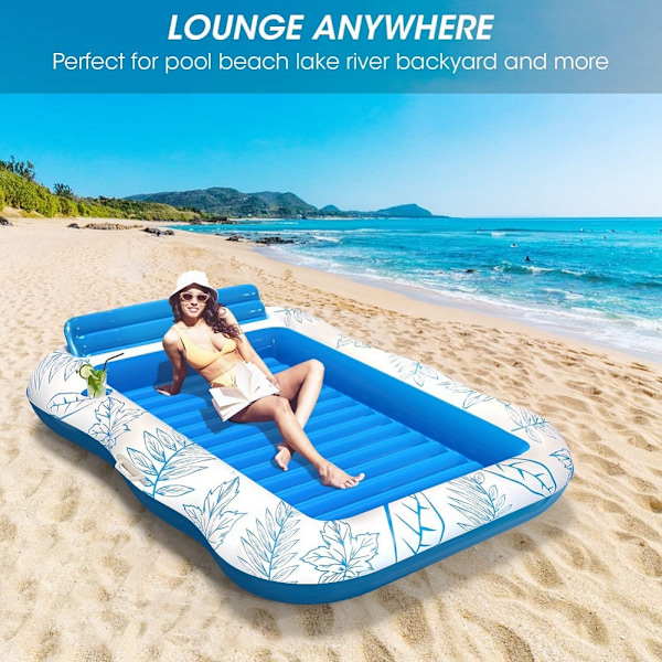 Solbad i 1 solbad pool lounge flotte leksaker vattenfylld solstol matta kudde för vuxna uppblåsbar barnpool barn boll hav pool blå blue 180 cm