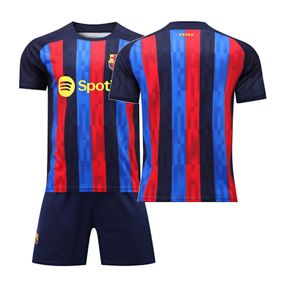 22-23 Barcelona tröja nr 10 Messi nr 21 De Jong kortärmad vuxen barn sport fotbollströja laguniform Barcelona home without a number 22