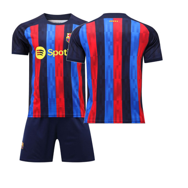 22-23 Barcelona tröja nr 10 Messi nr 21 De Jong kortärmad vuxen barn sport fotbollströja laguniform Barcelona home without a number XL