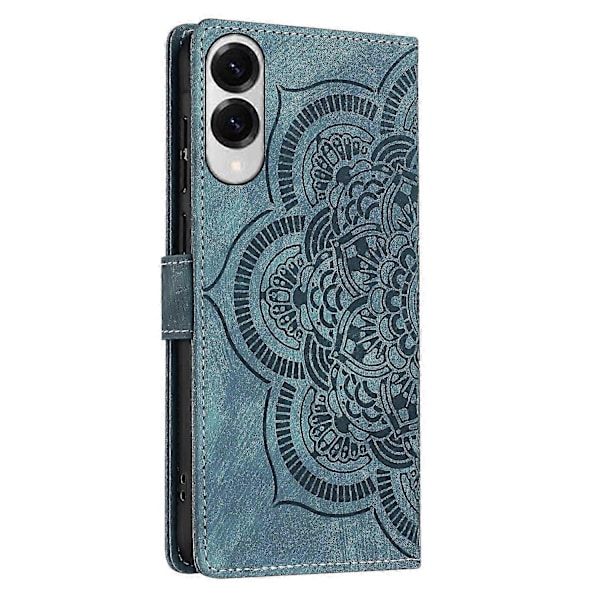 Frosted Læder Etui til Mandala Emed Retro Telefon B(FQ) For Samsung Galaxy S25 Edge 5G Blue