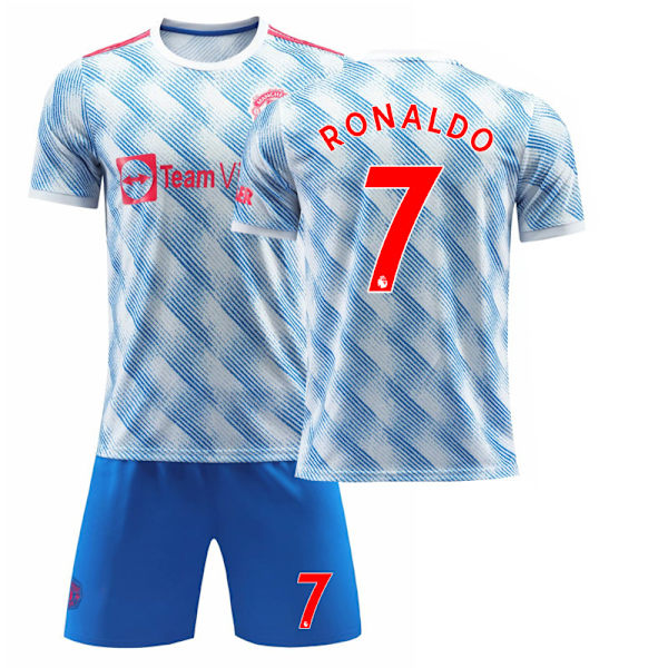 21-22 sæson Red Devils hjemme nr. 7 C Ronaldo blå trøje dragt fodbolduniform nr. 6 Pogba United away game No. 7 26#