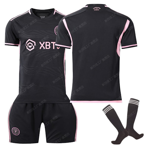 23-24 Miami Jersey No. 10 Messi Major League Soccer Jersey Koti Vieras Musta Vaaleanpunainen Puku Sukilla Size 10 single top 18 yards