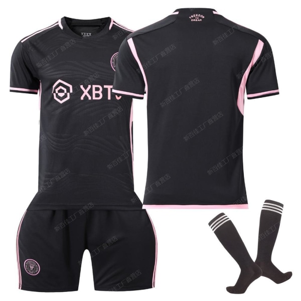 23-24 Miami Jersey nr 10 Messi Major League Soccer Jersey Hemma Borta Svart Rosa Kostym med strumpor Size 10 with pure black 18 yards