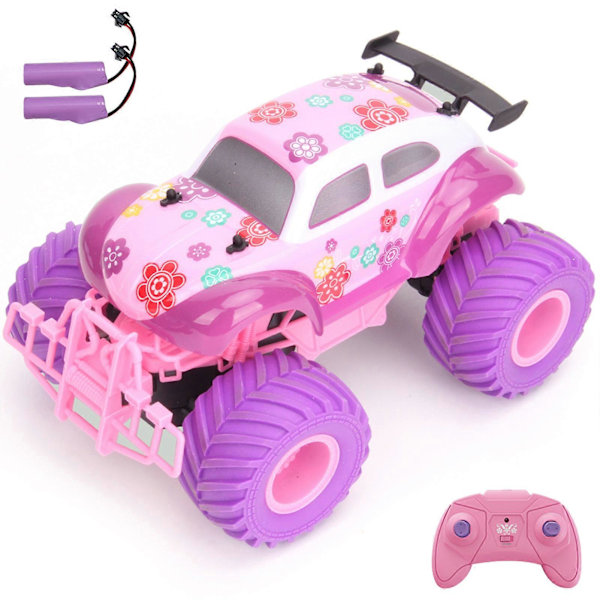 Jenteradiostyrt bil 2.4GHz Søt rosa og lilla radiostyrt klatrebil Oppladbar terrengbil leketøy Rosa og lilla Pink and Purple Battery