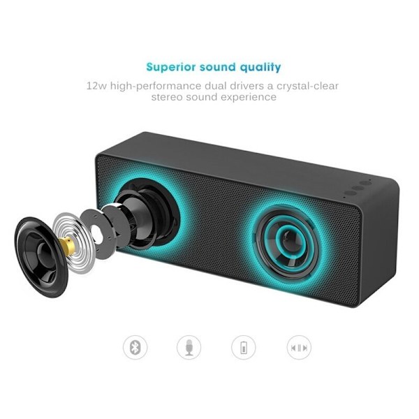 Bluetooth 5.0 -kaiutin - Langaton Black Svart