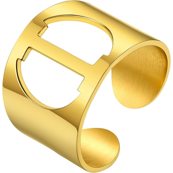 GoldChic Smycken Guld Fet Initial Bokstav Öppen Ring Justerbar,