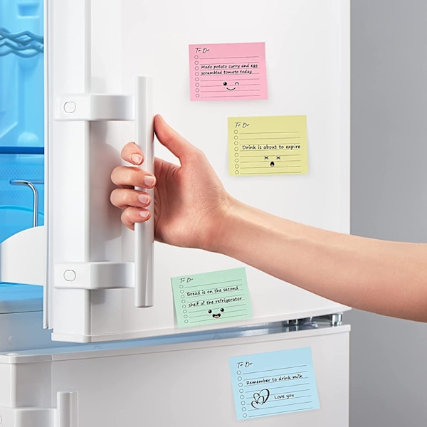 9-pack Att Göra-Listor, 450 Ark Självhäftande Sticky Notes med Linjer, 3x4 Tum Självhäftande Post-it Notes (Flerfärgade)