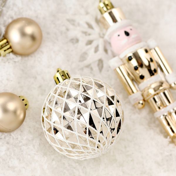 50-pack Julgranskulor, Champagne Färg, Osplitterliga Julgranskulor, Snöflingor, Julgransdekorationer