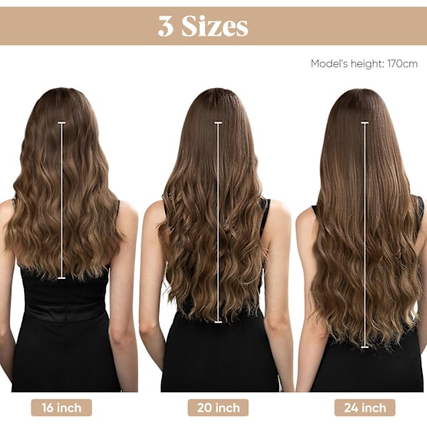 Halo Hår Extensions Usynlig Tråd Bølgete Krøllete Langt Syntetisk Hår For Kvinner Justerbart Hodebånd - Perfekt 1B 1B 1B 16 inches