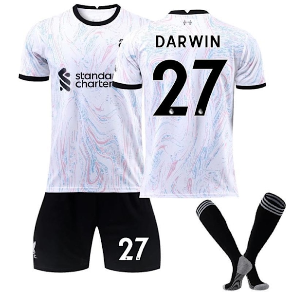 22-23 Liverpool vieras 11 Salah harmaa ja valkoinen jalkapalloasu puku nro 9 Firmino paita sukat No. 27 with socks #16