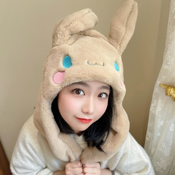 Kawaii Sanrio Hatt Cinnamoroll Tillbehör Söt Plyschhatt Håll Varm Kaninhatt Öron Upp Plyschleksak För Barn Flickmössa B white