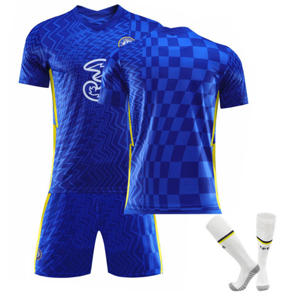 21-22 Nya Chelsea Hemma Nr 9 Lukaku Nr 10 Pulisic Jersey Set Gratis Tryck Nummer Med Strumpor No. 9 with socks + protective gear XS#