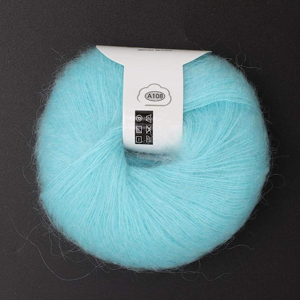 Strikkede blød angora lang uld garn varm med en hækling populær til DIY vævning (lyseblå) Bright Blue