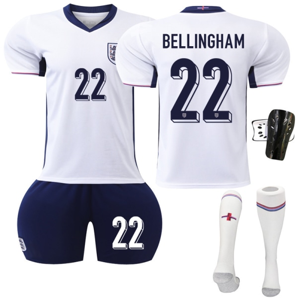 2024 EM nya fotbollströjor England nr 9 Kane 20 Foden 22 Bellingham tröjset No size socks + protective gear #2XL