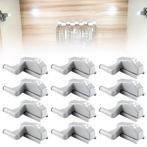 6/12 stk LED hengsel lys, 2024 Ny LED hengsel sensor lys, Universal LED skap hengsel sensor lys, Garderobe LED hengsel lys 12 pcs