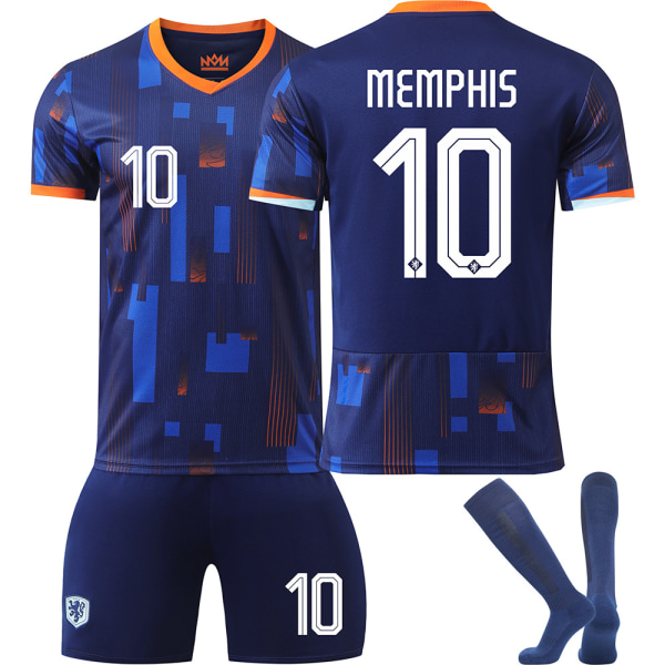 2024 Europacup Nederländska fotbollströja nr 4 Van Dijk 10 Depay 11 Robben 21 De Jong tröjset Size 10 with socks #28