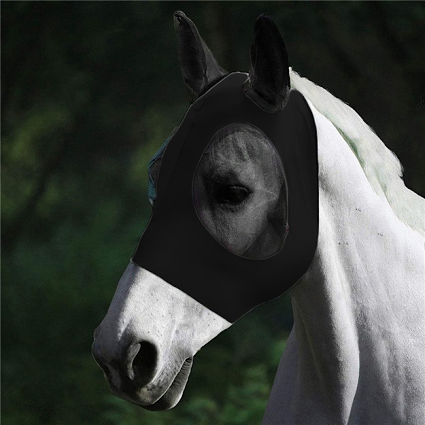 Anti-Fly Mesh Heste Maske Heste Maske Heste Flue Maske med dækket Sort Gray