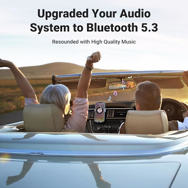 Bluetooth 5.3-adapter for bilens AUX-inngang - Mottaker med innebygd mikrofon for håndfri samtaler, kompatibel med bilhøyttalere og hjemmelyd