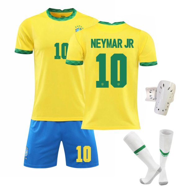 2021 Brasilien hem gul nr 10 Neymar nr 7 Paqueta nr 20 Vinicius fotbollströja set No. 11 w/ Socks & Gear 24#