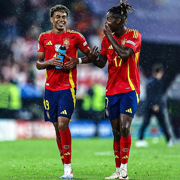 Lamine Yamal fotbollströja set 2024 UEFA EM Spanien tröja kit hem nr 19 LAMINE YAMAL tröja 20