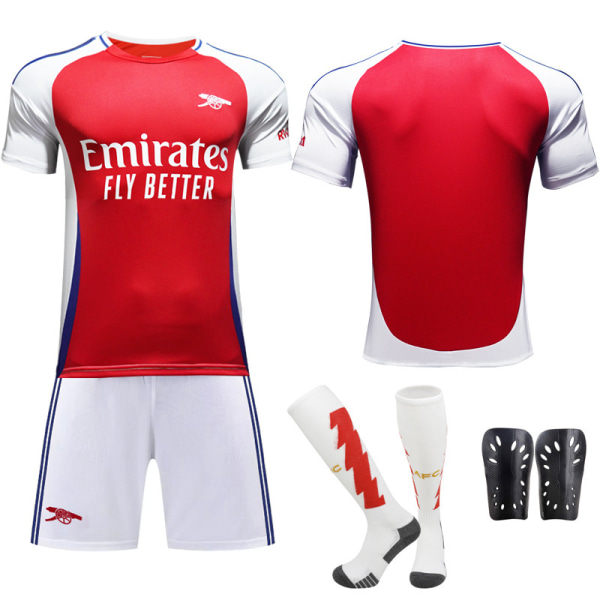 2024-25 Arsenal fodboldtrøjesæt trøje nr. 7 Saka 9 Jesus 8 Odegaard rød No size socks + protective gear #18