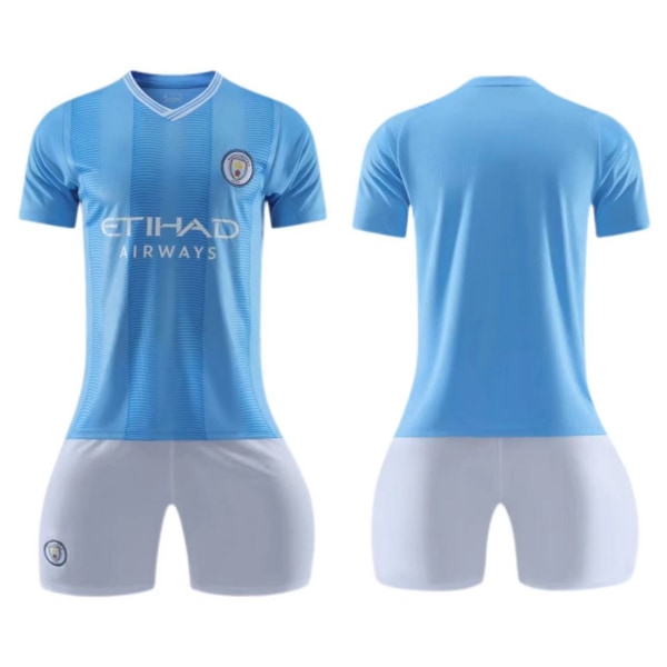 Manchester City 23-24 hjemmebanetrøje nr. 9 Haaland dragt børne- og voksensportsfodbolduniform No. 9 without socks 28