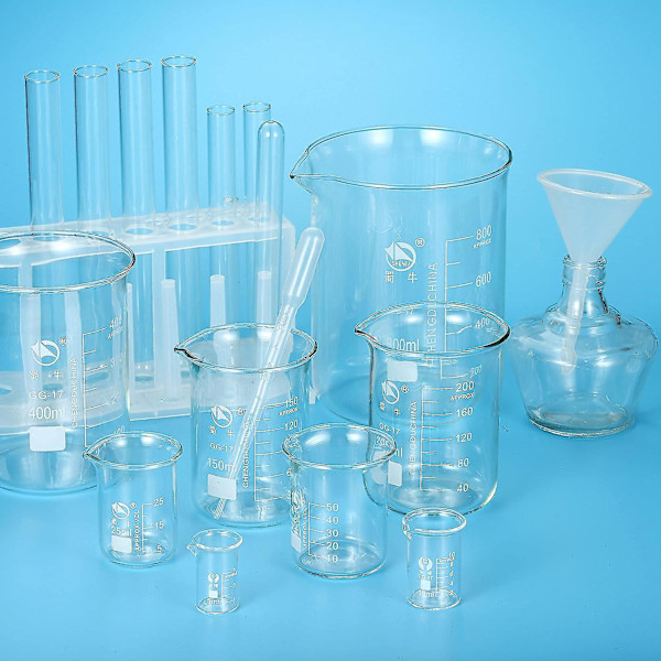 10 ml Glasbägare med låg form, 3.3 Borosilikatglas, Graderad Tryckt Skala, Mätkoppar med Pip för Kök, Labb, Vätskor, Trans