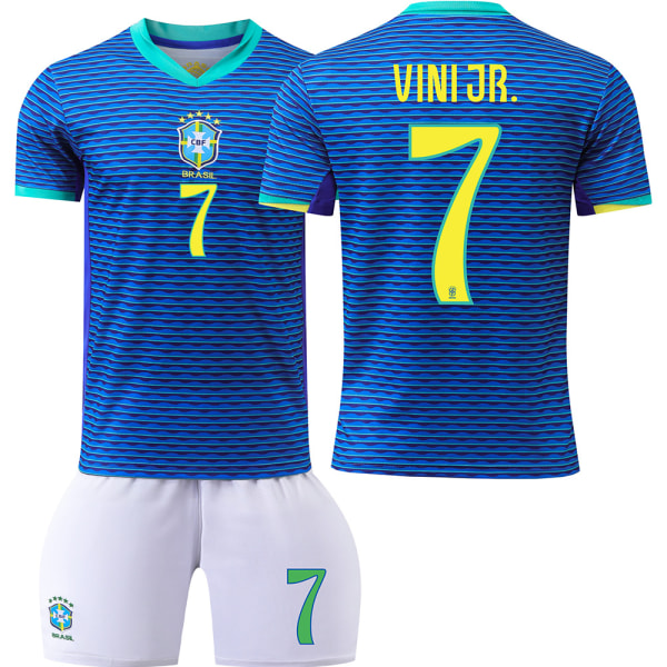 24-25 Brasilien borta fotbollströja nr 10 Neymar 7 Vinicius 9 Charlesson vuxen barn tröja set No socks size 10 18 yards