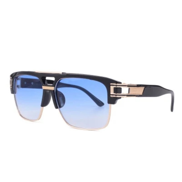 BOOM Anpassade logotypmode Retro nyanser Metall Punk Oversized Square Half Steampunk Solglasögon Solglasögon Herr Man Kvinna 2024 C4 Black/gradient blue