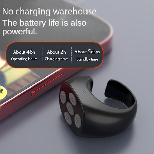 Tik Tok Ring Bluetooth Fjernbetjening Bærbar Ring Sort White