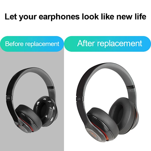 1 par universella utbytesöronkuddar Öronskydd för WH-CH710N Svart Black 1Pair