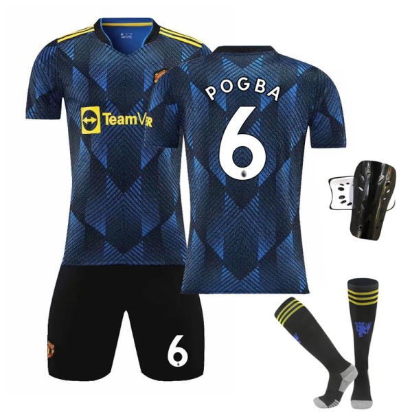 21-22 Second Away Royal Blå Fotballdrakt Barn Voksen Dress Primær og Sekundær Skoleelever Treningsdrakt Nr. 7 Stjerne Size 6 with socks + protective gear 18#