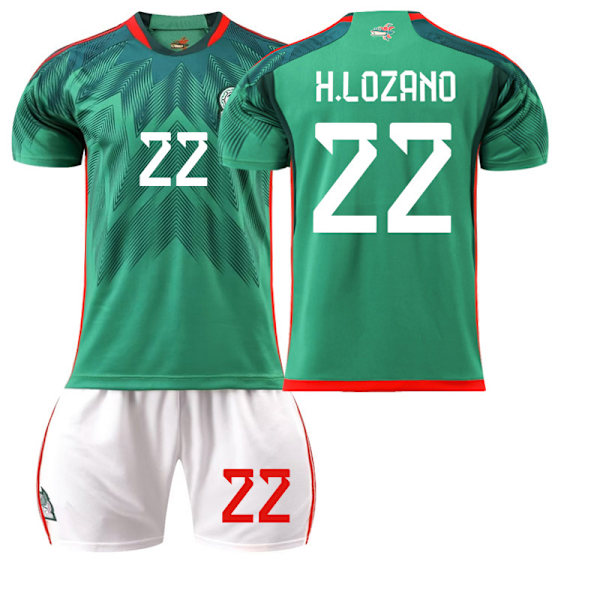 22-23 Mexiko fotbollströja nr 14 hem 16 tröja grön 9 Raul 22 Lozeno kostym original strumpor 2223 Mexico home number 22 #XL