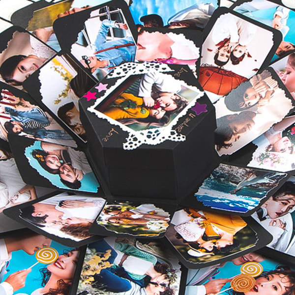 DIY Handgjord Fotoalbum Presentask Multilager Kreativ Överrasknings Explosionsask