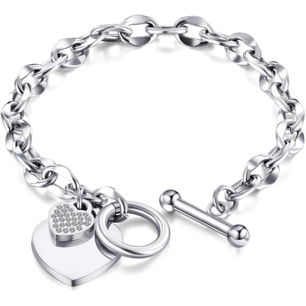 316L rostfritt stål Love Heart Charm Armband för kvinnor Teen Gi