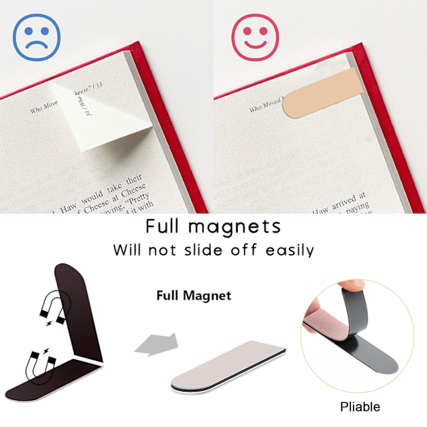 Magneettiset kirjanmerkit Moniväriset Sivumerkit, 15 Kpl Värikäs Magneettinen Kirjanmerkki Leike Kirja, Magneettiset Välilehdet Kirjan Ystäville, Opiskelijoille Lapsille Aikuisille
