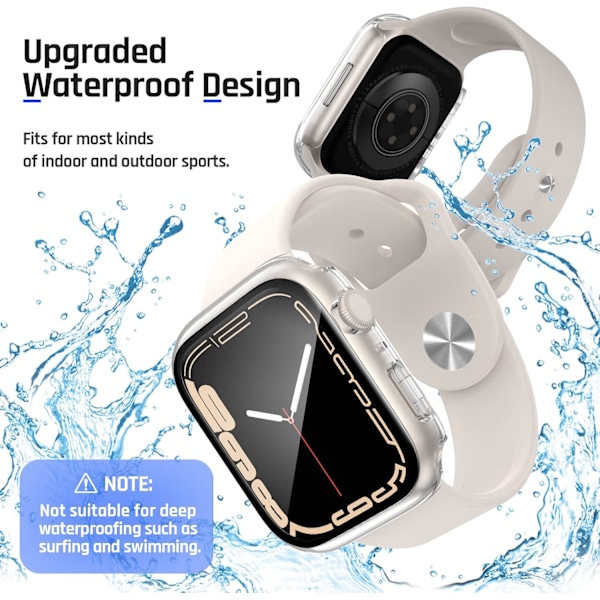 Vanntett deksel designet for Apple Watch 38 mm gjennomsiktig Clear 38 mm