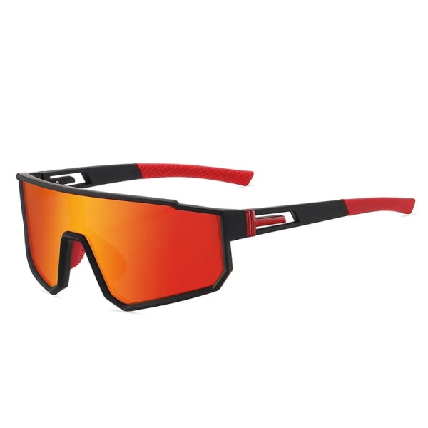 Uudet miesten ja naisten ulkoilun ylisuuret juoksu- ja pyöräilylasit tukkumyynti polarisoidut urheiluaurinkolasit C4 Black Frame, Orange-Red